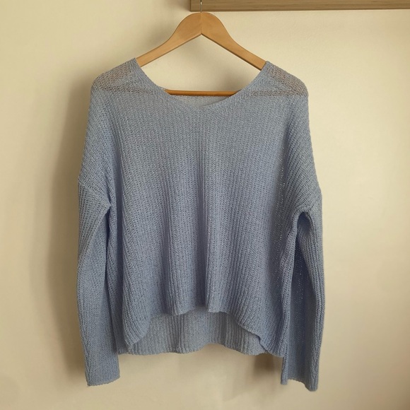 Breezy Pastel Blue Spring Knit Sweater - Picture 1 of 3